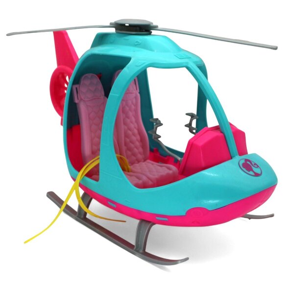 Barbie Helicopter Pink & Blue 2-Seater Toy With Spinning Rotors - Picture 3 of 10